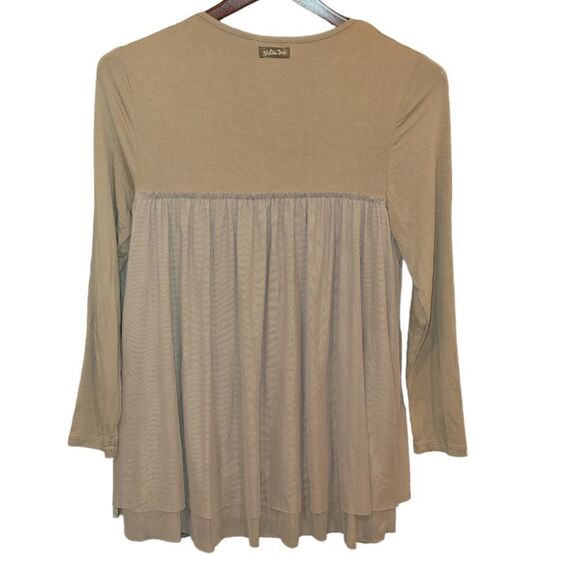 Matilda Jane Medium Long Sleeve Tunic Top Tan Brown Clairvoyant Tunic Mesh M - Picture 3 of 9